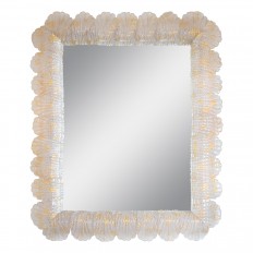 Clear and gold scalloped Murano glass surround mirror
